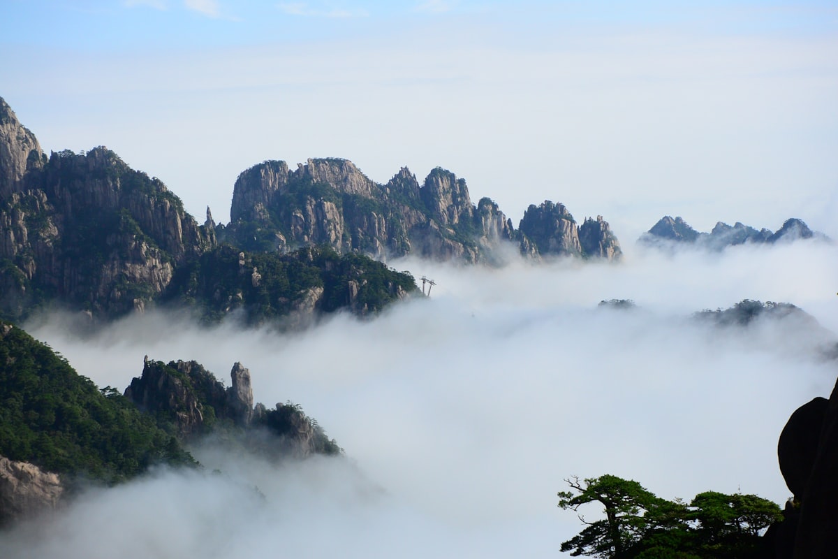Granite peaks of Huangshan rising above a sea of clouds
