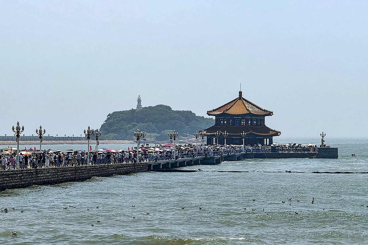 Zhanqiao Pier reaching into the bay at Qingdao