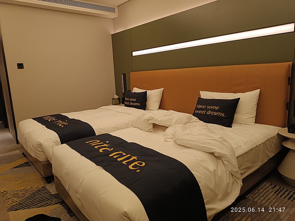 A clean modern hotel room in China
