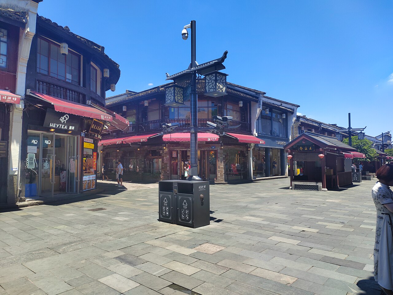 Wooden shopfronts along Hefang Street in Hangzhou