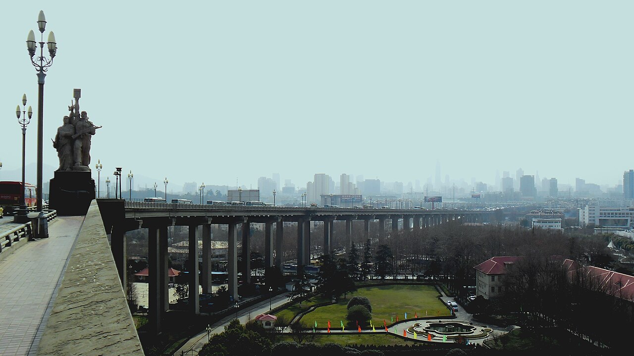 The Yangtze River bridge and Nanjing skyline