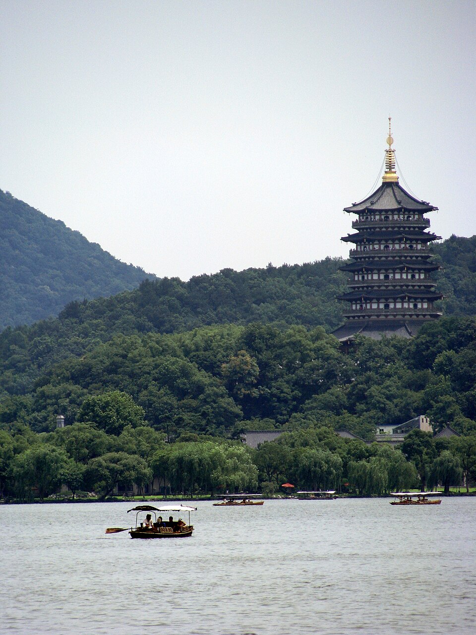 Leifeng Pagoda above the trees at West Lake, Hangzhou