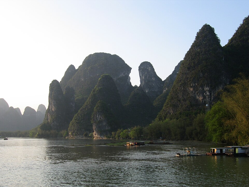 The classic Li River bend framed by karst peaks at Xingping