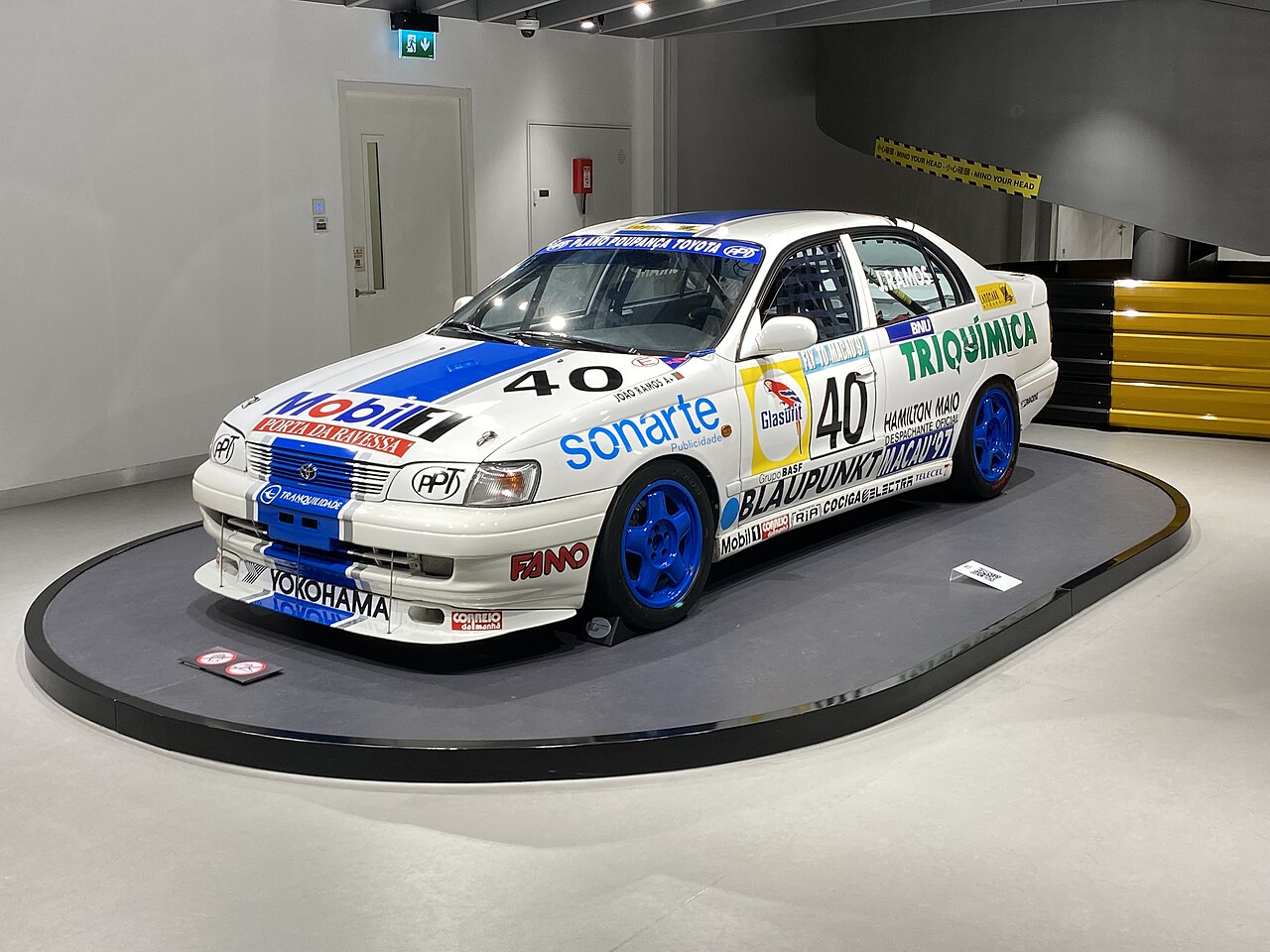 Racing cars on display at the Macau Grand Prix Museum