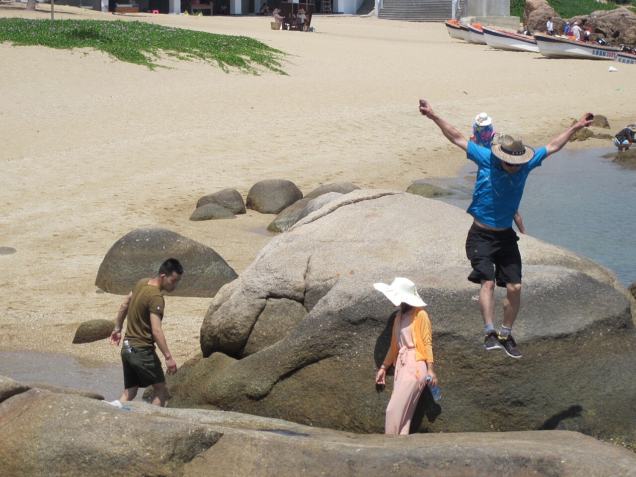 Granite rocks carved with characters at Tianya Haijiao on the Sanya coast