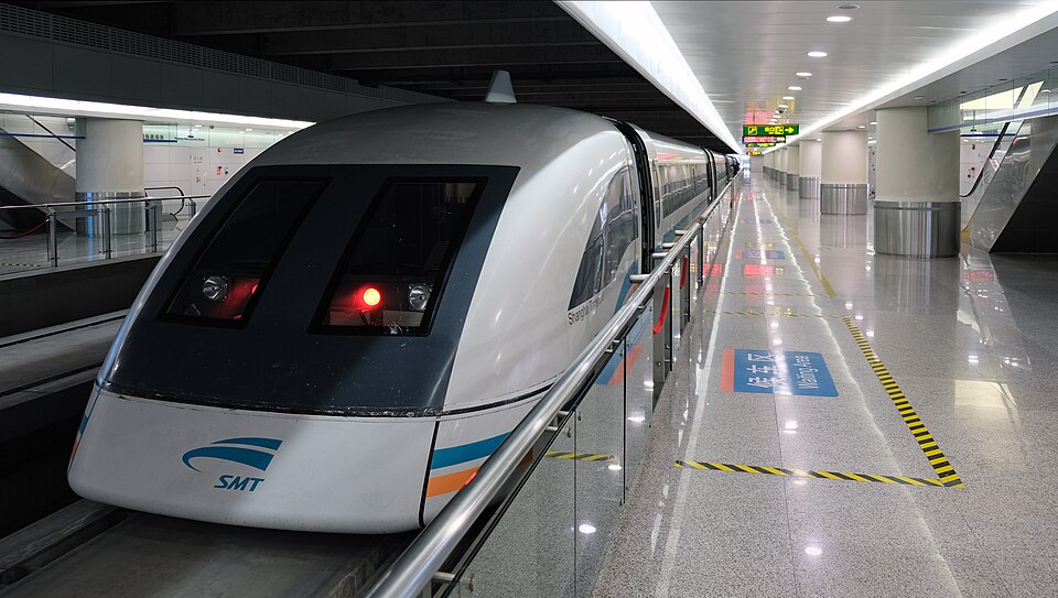 The Shanghai Maglev train at a station platform