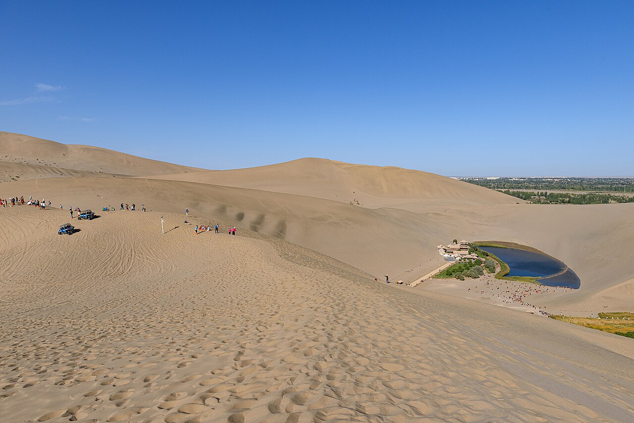 Crescent Lake among the dunes at Dunhuang