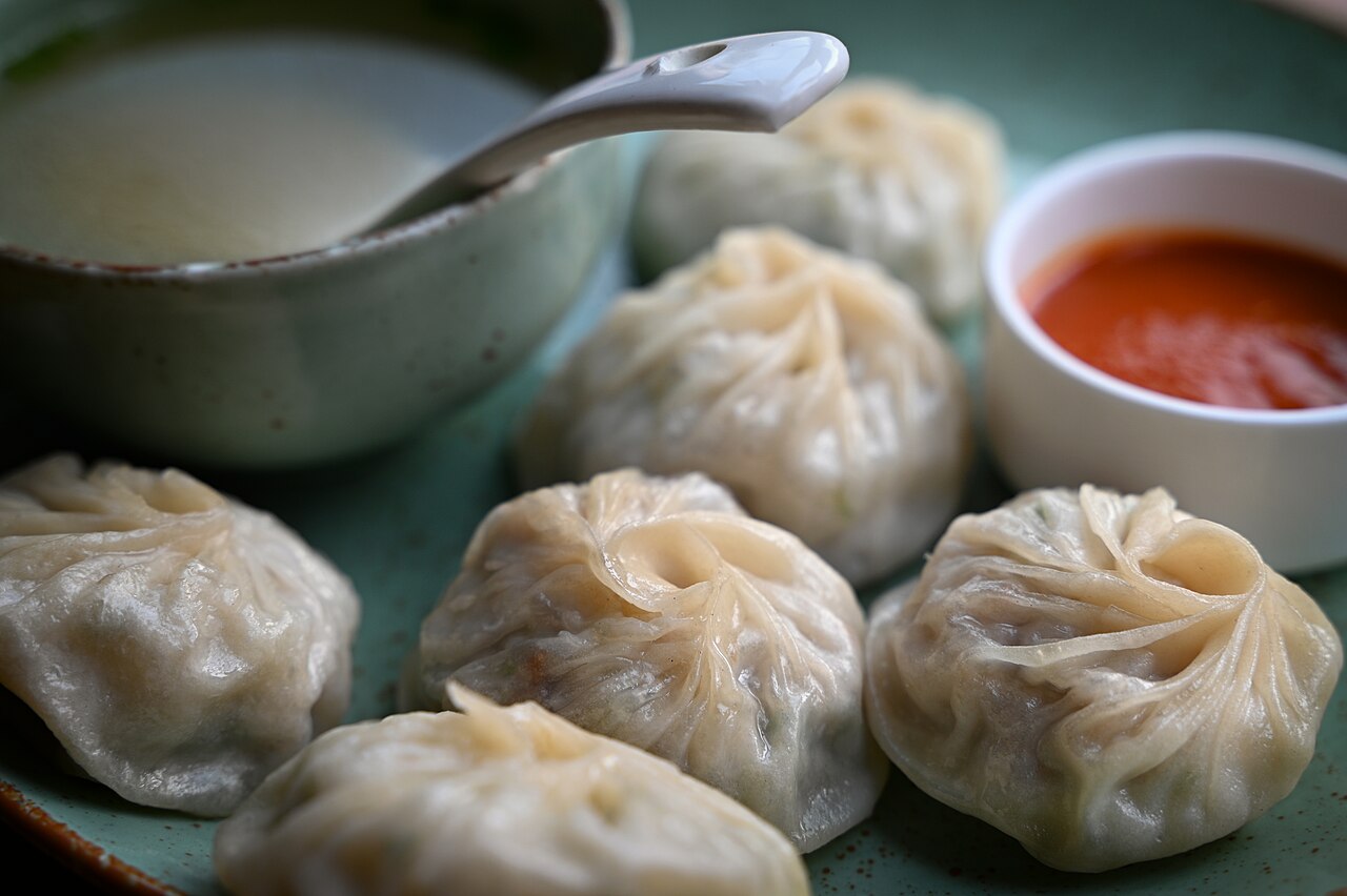 A plate of steamed Tibetan momos