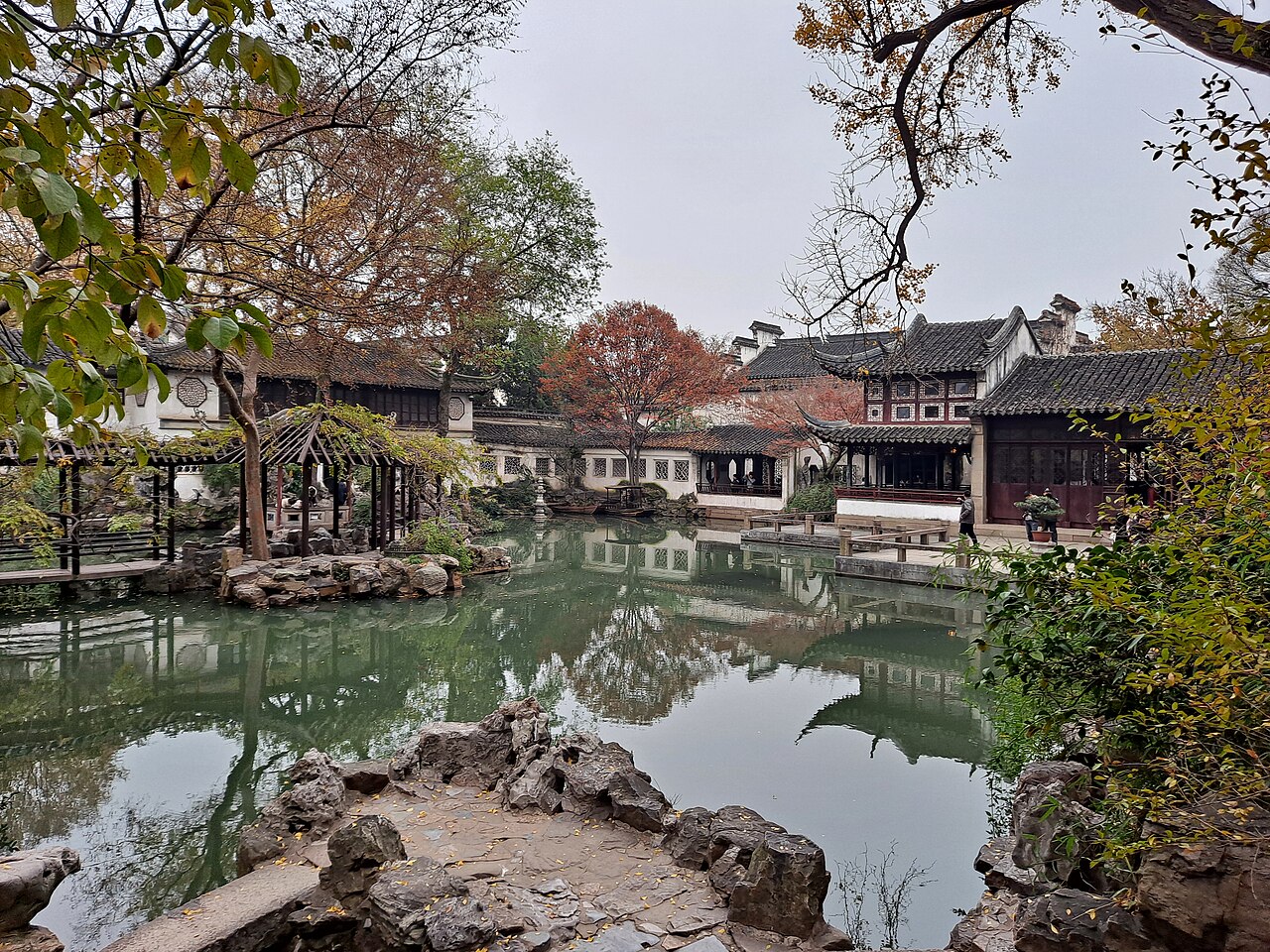 Rockery, water and timber halls in the Lingering Garden, Suzhou