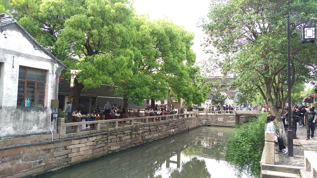 A canal running beside the lane at Pingjiang Road, Suzhou