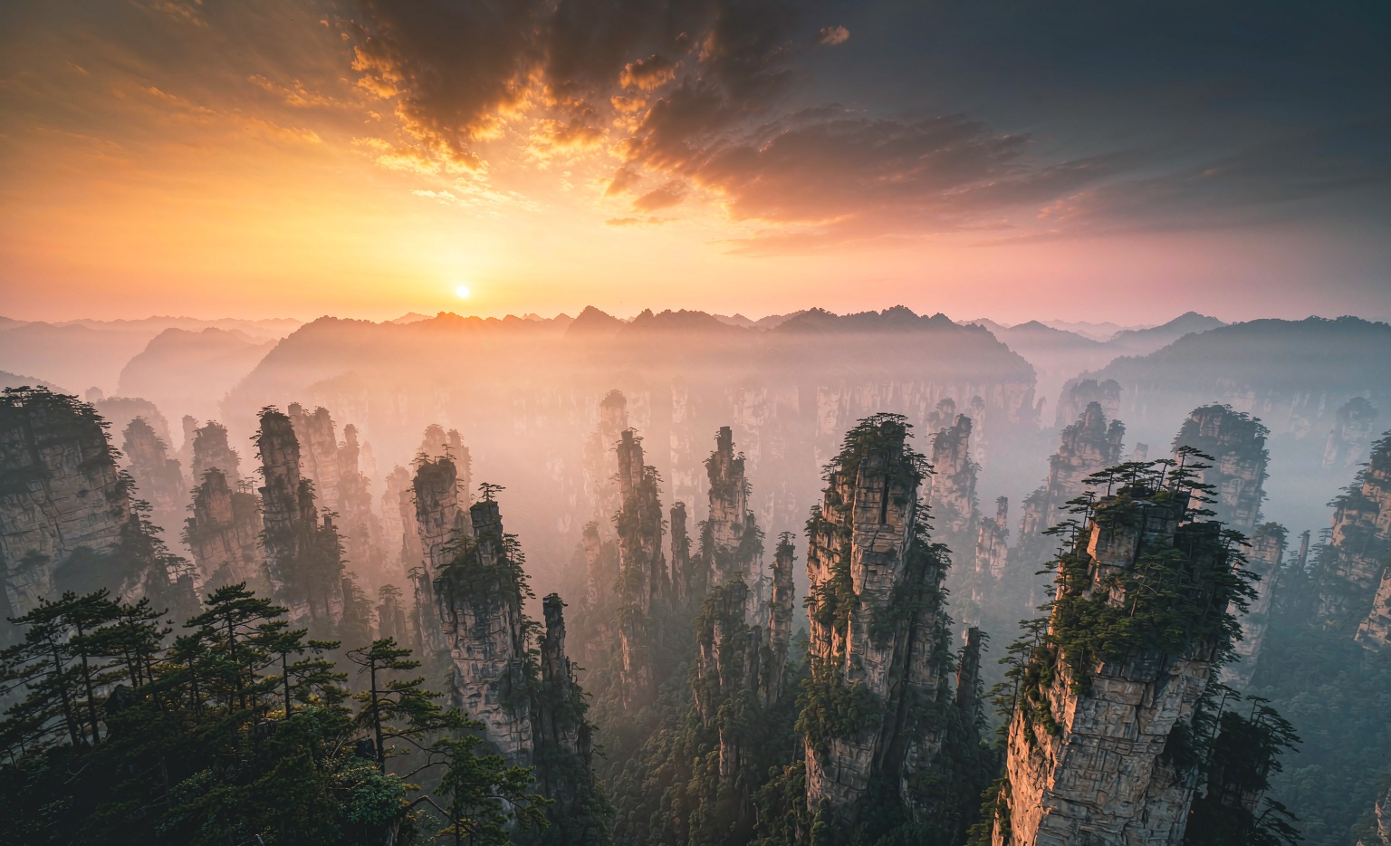 Sandstone spire forest in Zhangjiajie National Forest Park