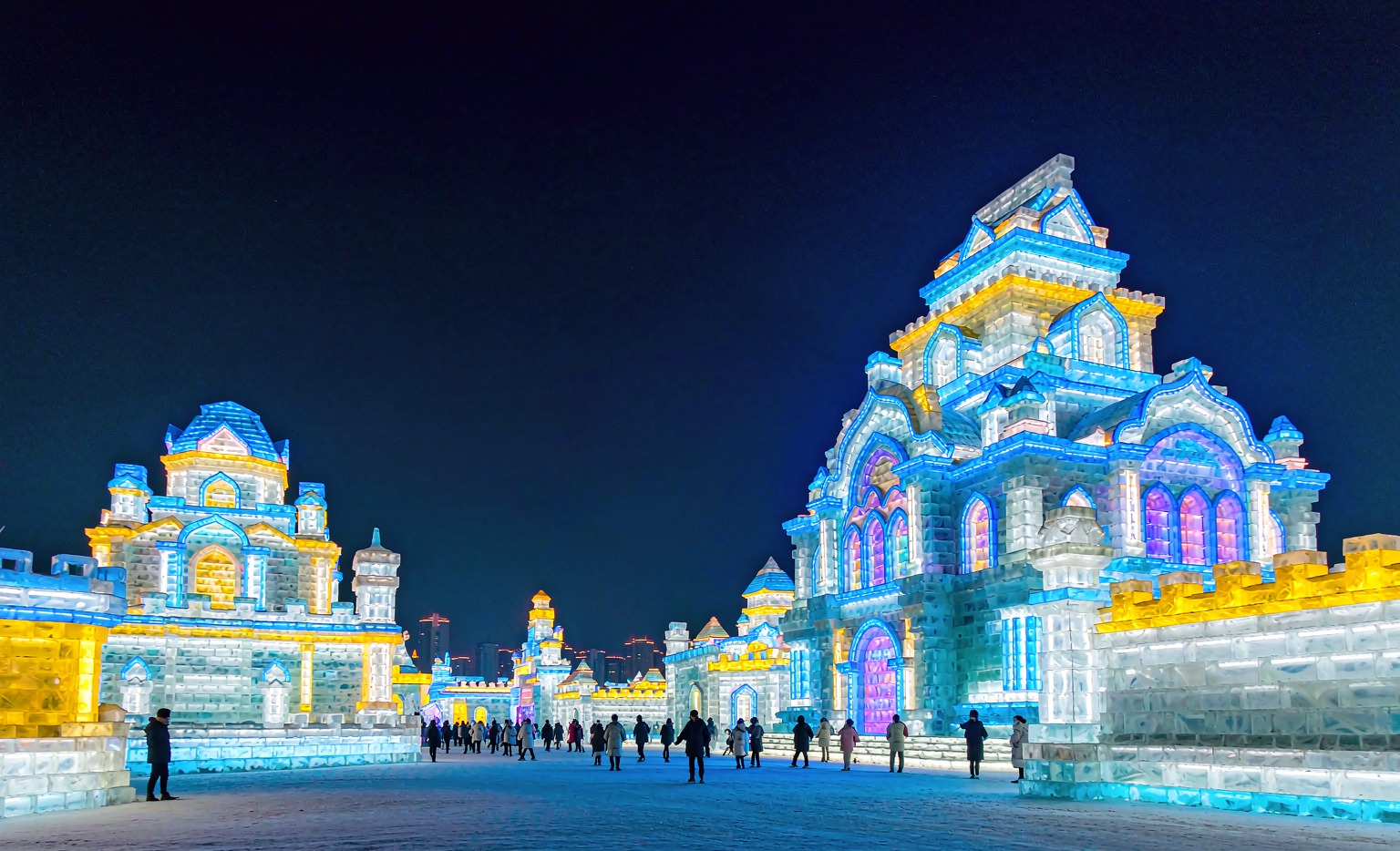 Harbin Ice and Snow World at night