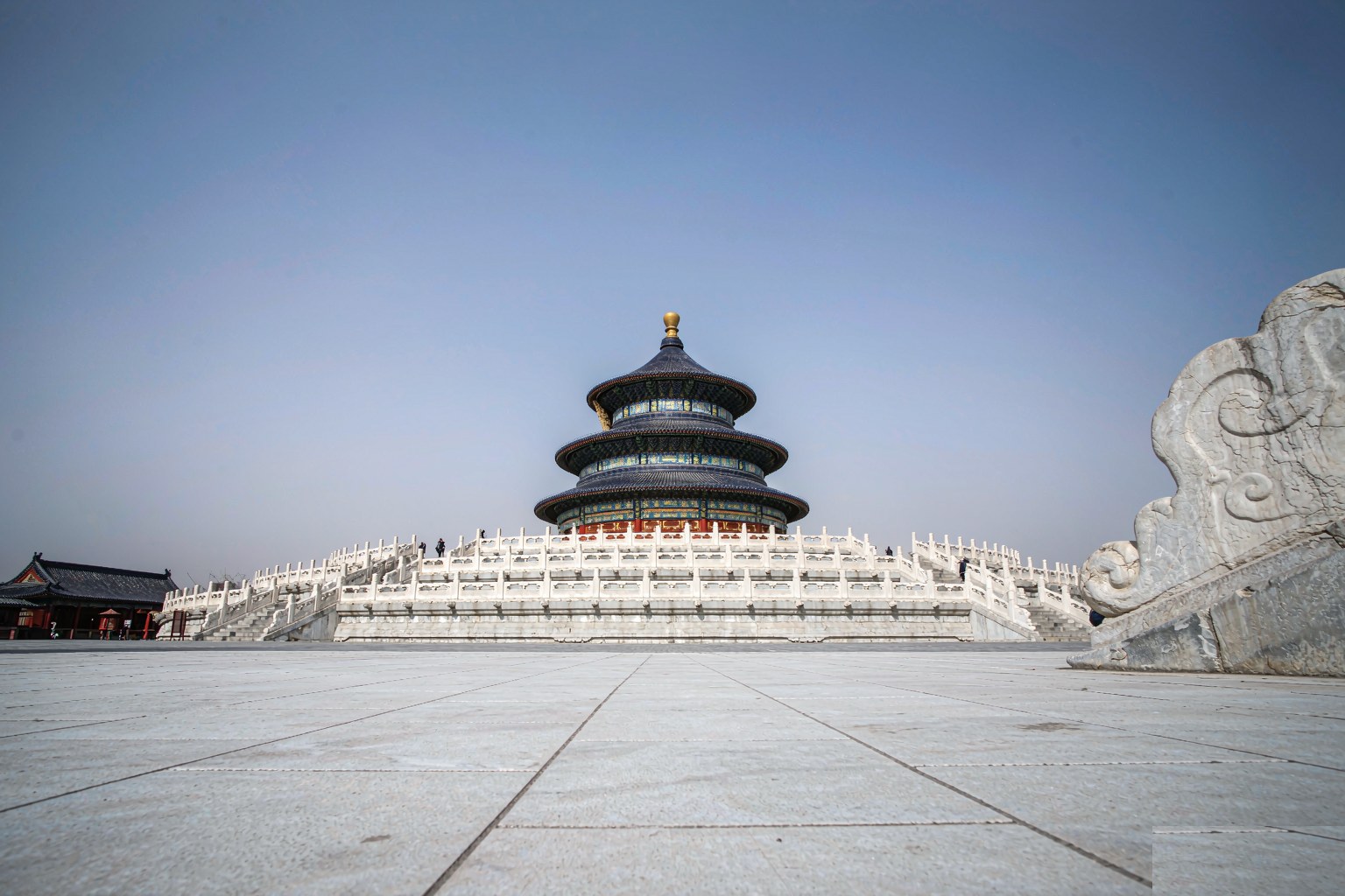 Tiered blue-and-gold roof of the Temple of Heaven in Beijing