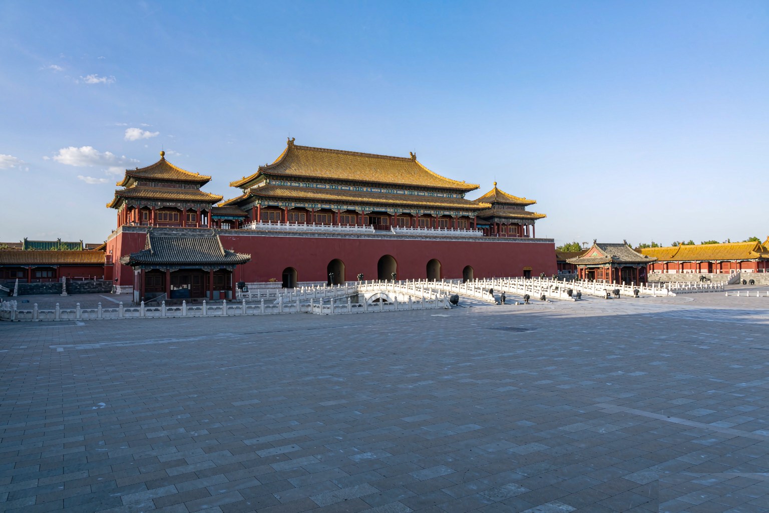 The Gate of Heavenly Peace at the north end of Tiananmen Square, seen across the traffic