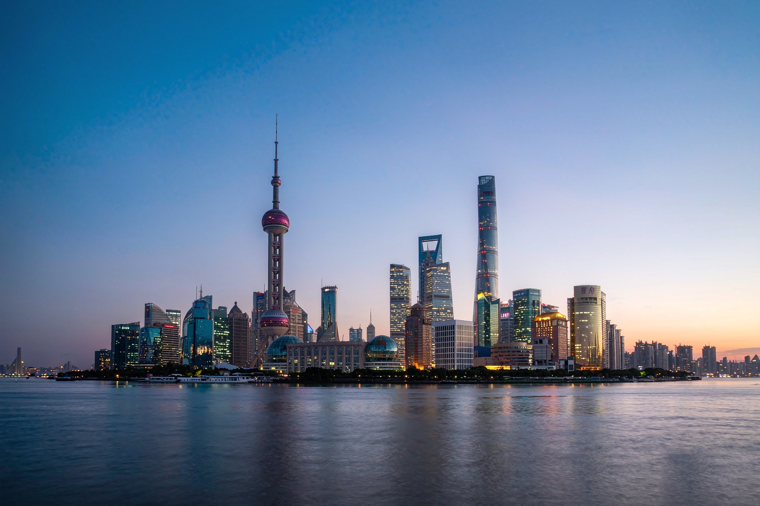 The Pudong skyline across the Huangpu river, Shanghai