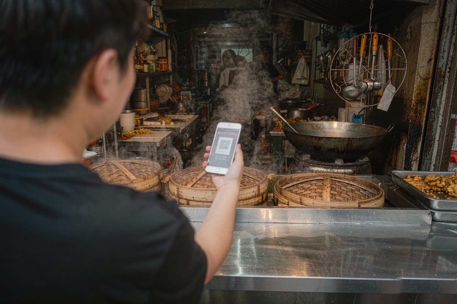 QR codes for mobile payment at a stall in China