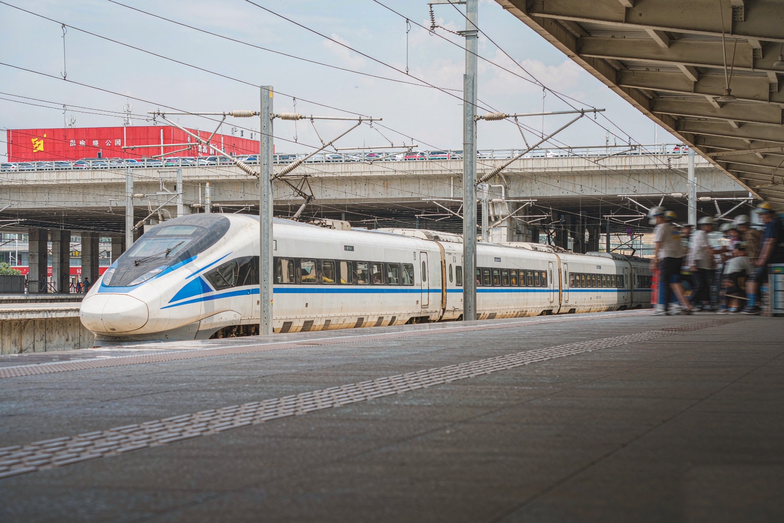 A CRH high-speed train at a Chinese railway station platform